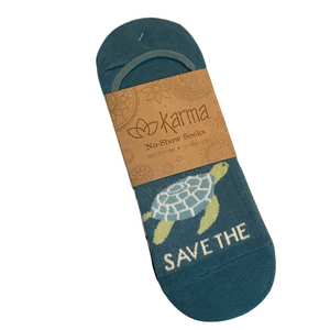 Karma Teal Turtle No-Show Socks - Set of 3